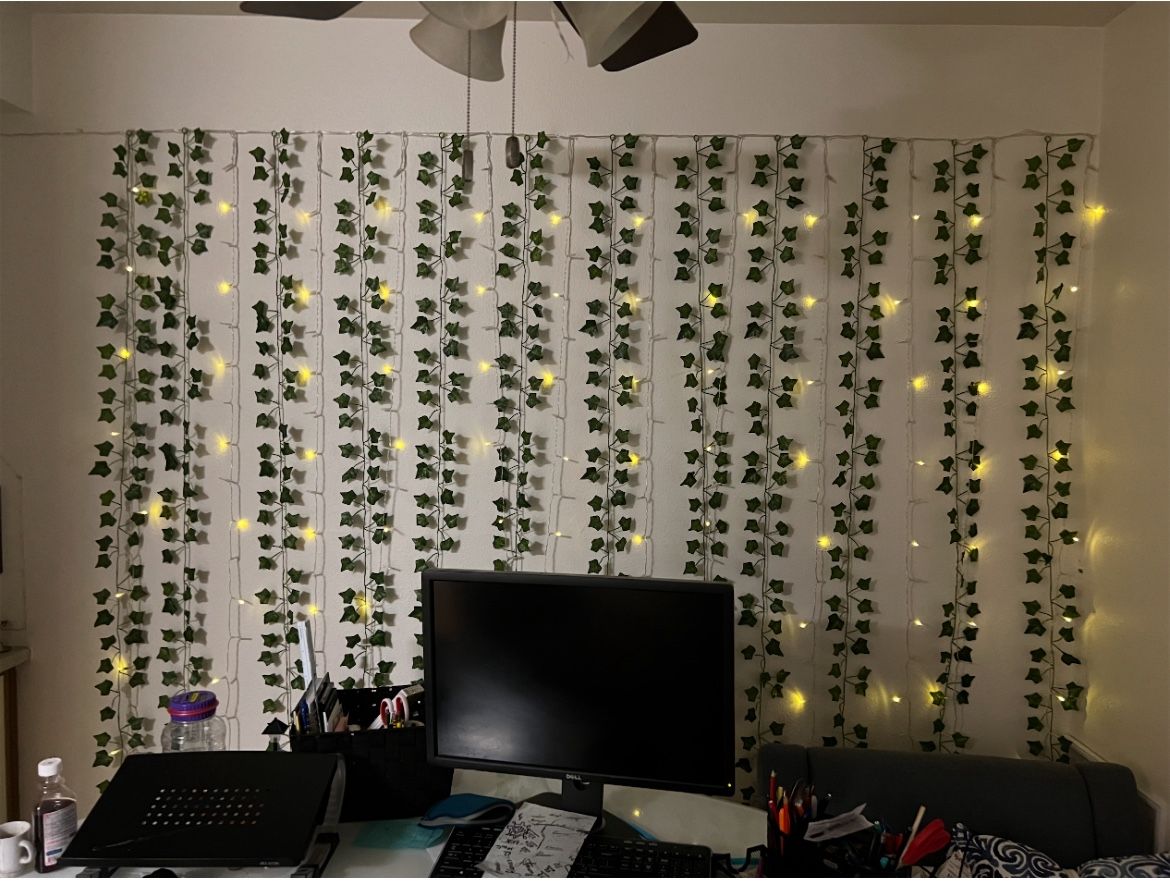 12 Pack Artificial Ivy Leaf Plants with 240 LED Window Curtain String Lights, Fake Plants