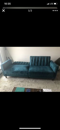 Green sofa new , half part need a wall support ,