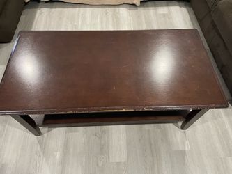 Dark Brown Wood Coffee Table with Shelf