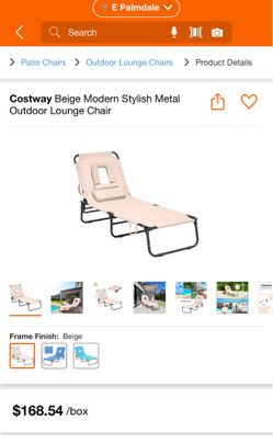New Beige Modern Stylish Metal Outdoor Lounge Chair (Nuevo ). EAST PALMDALE