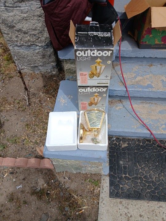 2 Catalina Solud Brass Outdoor Light Fixtures