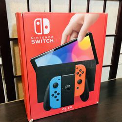 NEW Nintendo Switch – OLED Model w/ Neon Red & Neon Blue Joy-Con *Brand New* *Never Used*