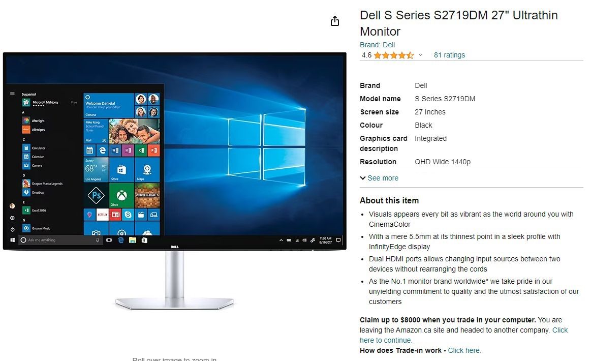 DELL 27” ULTRATHIN MONITOR