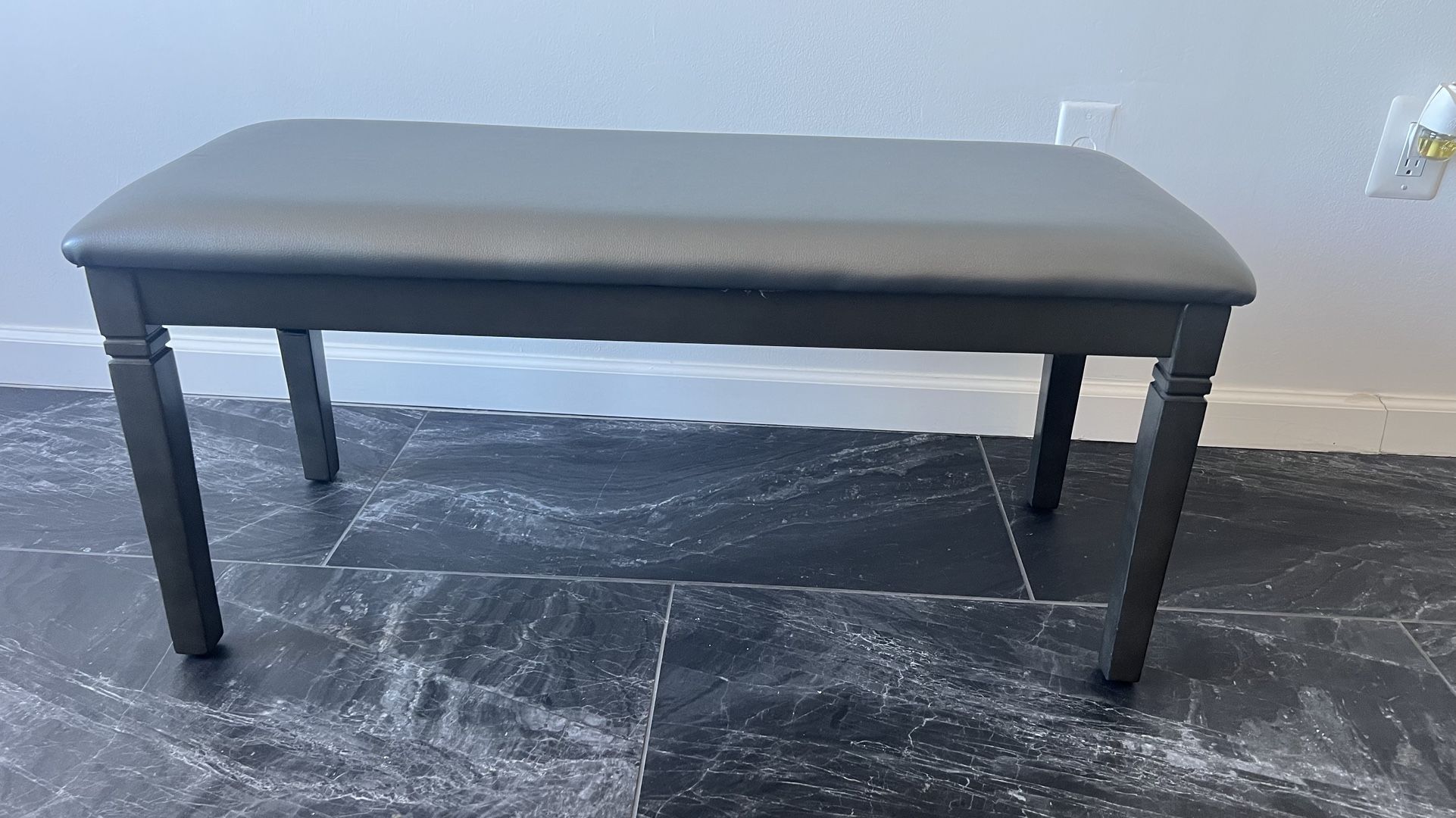Faux Leather Sitting Bench - Gray