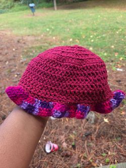 Children's Burgundy Ruffel Hat