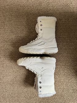 FILA Disruptor Shearling-Lined High-Top Boots – White, Women's Size 6.5