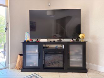 Tv table with fireplace
