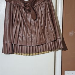 Brown Faux Leather Skirt