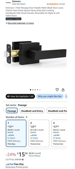 Door handle matte black