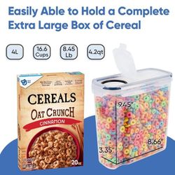 Cereal Containers Storage Set Large (4L,135.2 Oz), Airtight Food Storage Containers for Kitchen & Pantry Organization, Cereal Storage Container Set 4