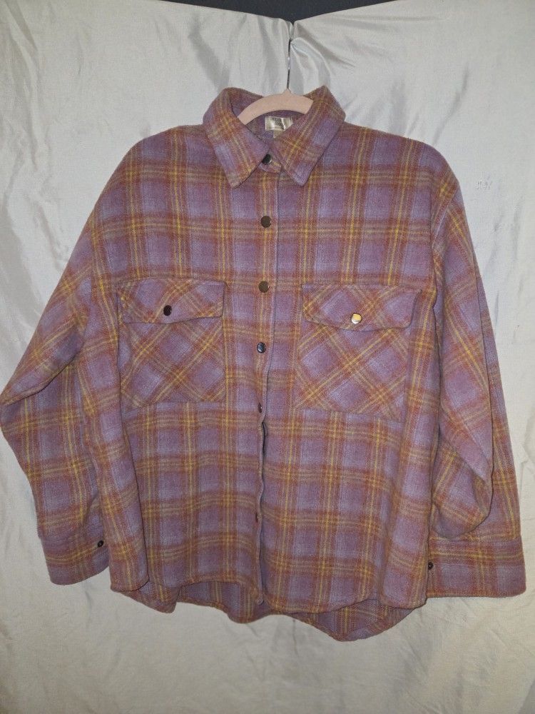 Unisex Pink/Yellow FLANNEL Button UP