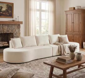 Ethen 138.6 in.Upholstered Curved Sectional Sofa in Beige