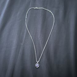 Sterling Silver Necklace / Purple CZ Round