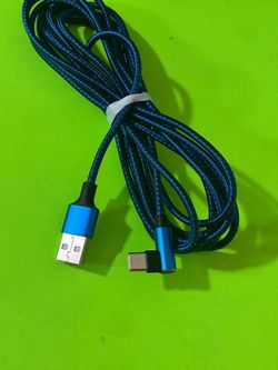 NEW USB C Cable 90 Degree Right Angle USB A to USB C Braided Charger Cord for Samsung Galaxy Android Tablet Nintendo Switch VR Headset Meta Quest Blue