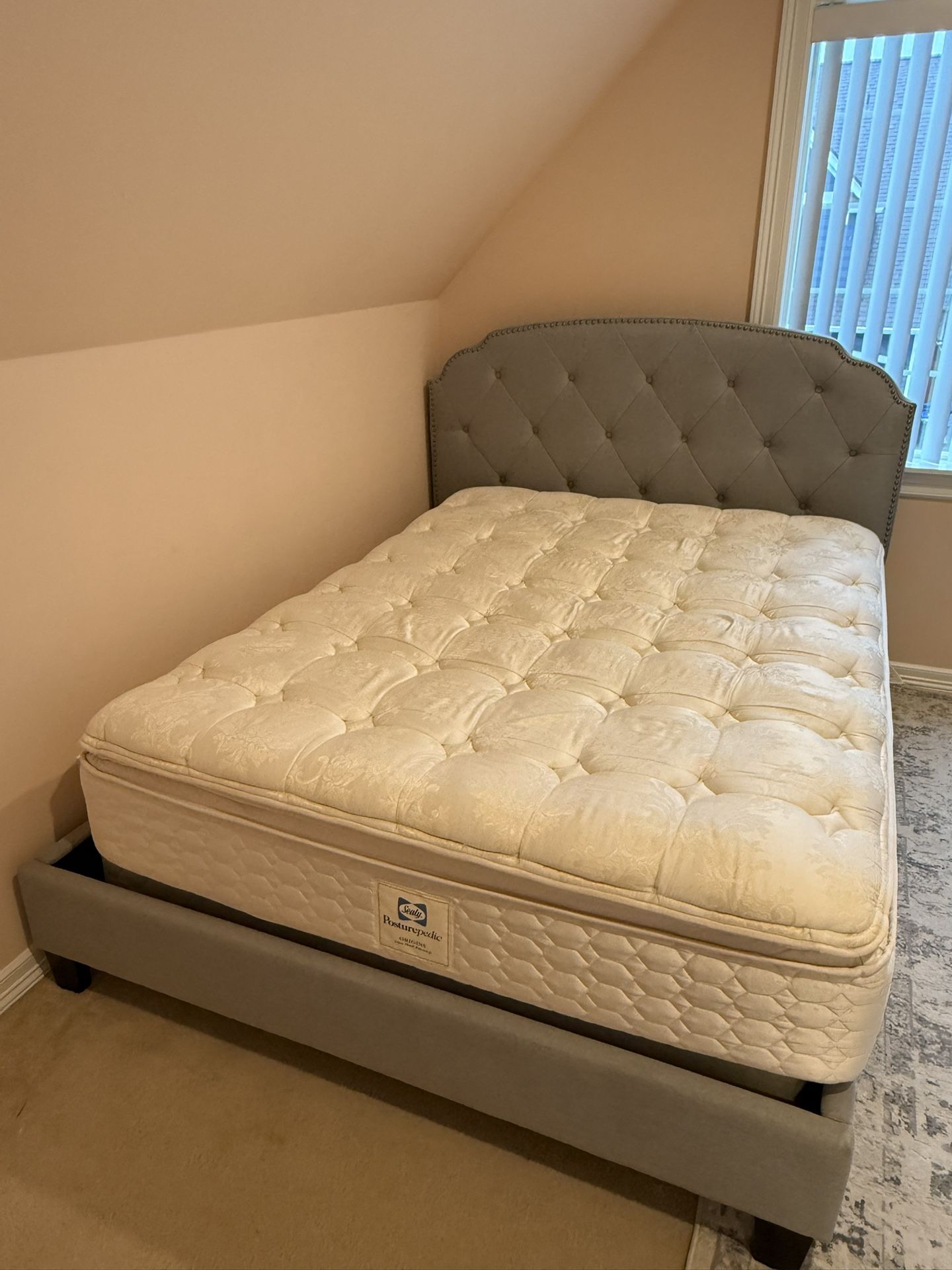 Queen Gray Bed Frame