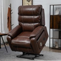 Leather Recliner Chair With Heating& Massage