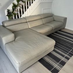 Real Leather Sofa Grey