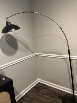 Modern Black & Gold Arc Floor Lamp with Foot Switch – Great Condition