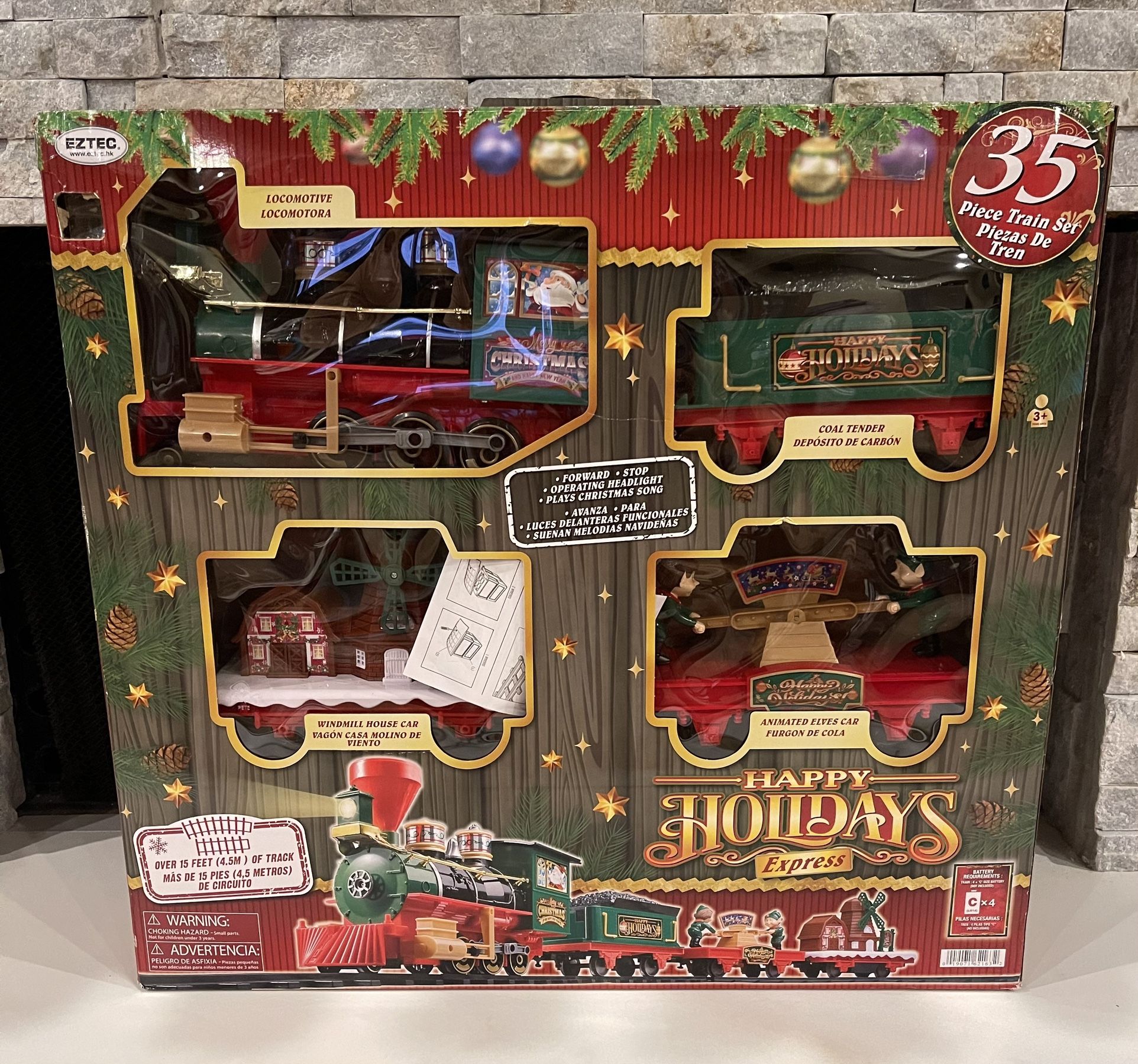 Happy Holiday Express 35pcs Eztec Battery Operated Plastic Christmas Train Set