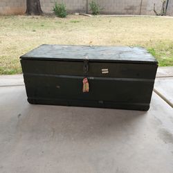 Vintage military footlocker storage