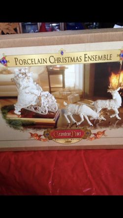 Porcelain Sleigh & Reindeer Set