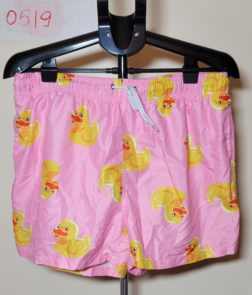 SHEIN Pink Duck Print Swim Trunks - XXL (0519)