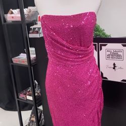 Hot Pink Sequins Dress 