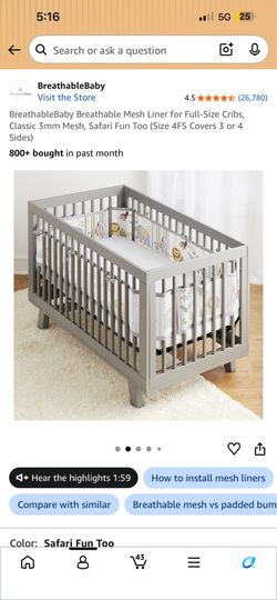 Baby padded mesh liner