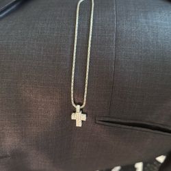 Sterling Silver And Zirconia Diamond Cross Necklace