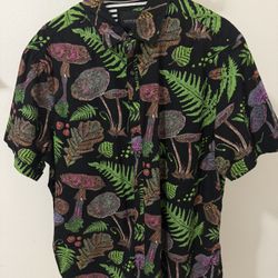 Mushroom Button Up Shirt size L