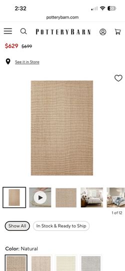 Pottery Barn Chunky Jute Wool Rug
