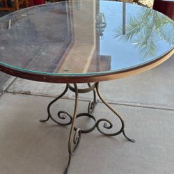 Wood Round Table Glass Top