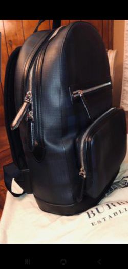 Burberry Men's Blue London Check Backpack Navy/black