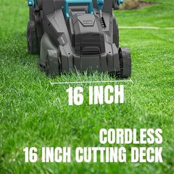 2×20V Cordless Electric Lawn Mower, 16" Push Mower with 6 Cutting Height Levels, Includes 2×4.0Ah Batteries and Dual Port Charger