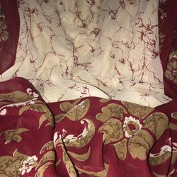 Burgundy & Cream 44”X 88” Rectangular Shawl Great Condition Dress Up Any Outfit 