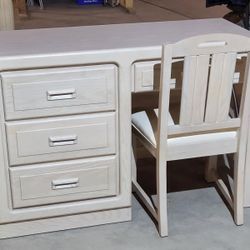 Desk Hutch And Chair Desk is 18" deep x 44" wide x 30.5" tall.  Hutch is 10" deep x 44" wide x 46" 