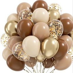 50pcs Balloons 12 Inch Brown Gold Beige Confetti Latex Balloons for Boho Wedding