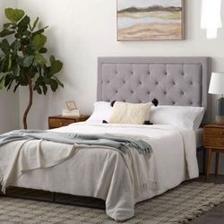 Queen Upholstered Headboard – Diamond Tufted – Gray – New in Box