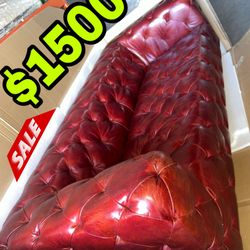 Beautiful New Tufted Top Grain Genuine Italian Leather Sofa Only $2,200!!! Original Price $7,099!!!