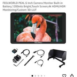FEELWORLD P6XL 6 Inch Camera Monitor Built-in Battery,1200nits Bright,Touch Screen,4k HDMI/HDR Monitoring/Custom 3D-LUT