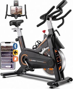Wenoker Exercise Bike,Stationary Bike for Home Adjustable Silent Spin Bike with APP Connectivity,LCD Monitor & Device Holder – Indoor Cycling Bike for