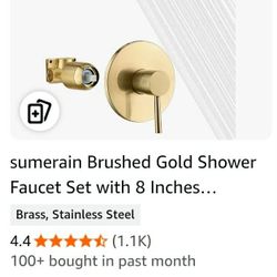 SUMERAIN BRUSHED GOLD SHOWER FAUCETSET with 8 Inches