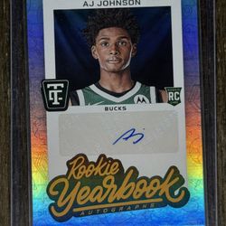 2024-25 Totally Certified AJ Johnson Rookie Yearbook Auto RC #25 Bucks