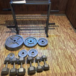 Complete Home Strength Training Set with Multi-Tier Rack