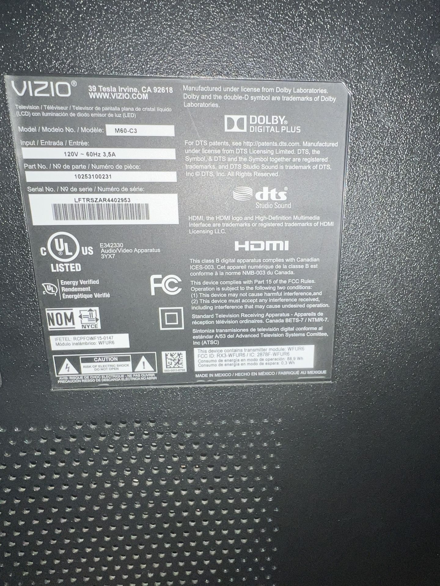 55” Vizio Smart Tv