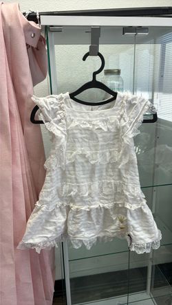 White Ruffle Lace Girls Dress