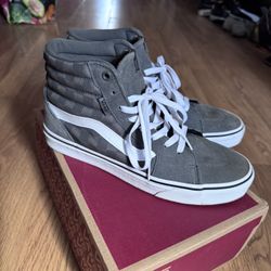 Vans High Top Grey Suade With Checkers Brand New 