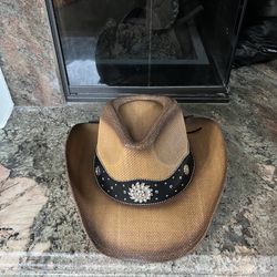💥 Nice Brown Straw Cowboy Hat