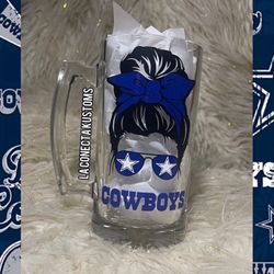 Brand New Custom Dallas Cowboys Messy Bun Beer Mug 