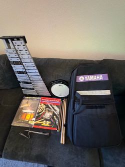 Yamaha SPK-275 Bell Kit / Xylophone Percussion Set – Practice Pad, Music Rack, Gig Bag, Drumsticks, & Two Books – $125